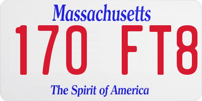 MA license plate 170FT8