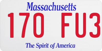 MA license plate 170FU3