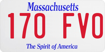 MA license plate 170FV0