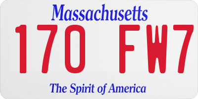 MA license plate 170FW7