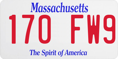 MA license plate 170FW9