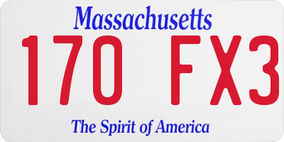 MA license plate 170FX3