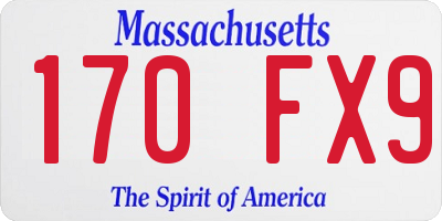 MA license plate 170FX9