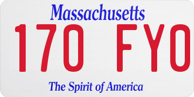 MA license plate 170FY0