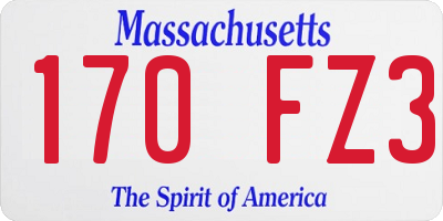 MA license plate 170FZ3