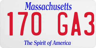 MA license plate 170GA3
