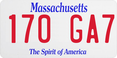 MA license plate 170GA7