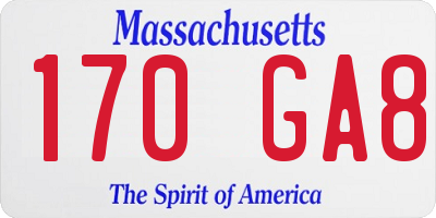 MA license plate 170GA8