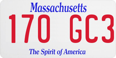 MA license plate 170GC3