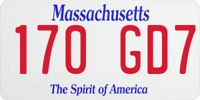 MA license plate 170GD7