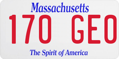 MA license plate 170GE0