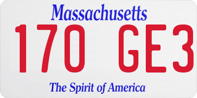 MA license plate 170GE3