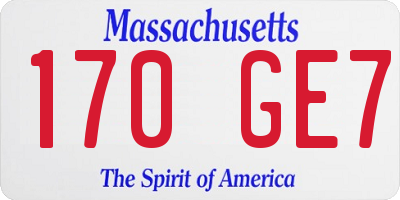 MA license plate 170GE7