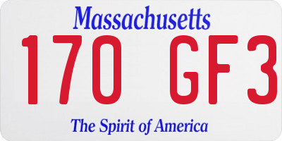 MA license plate 170GF3
