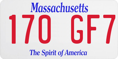MA license plate 170GF7