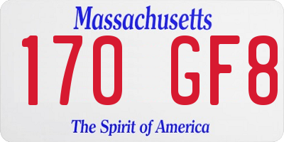 MA license plate 170GF8