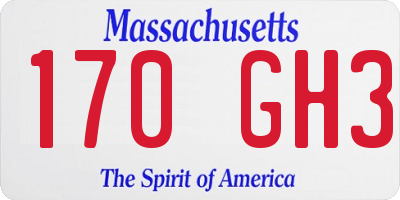 MA license plate 170GH3