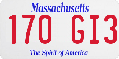 MA license plate 170GI3