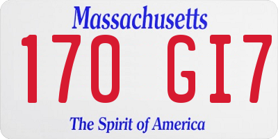 MA license plate 170GI7