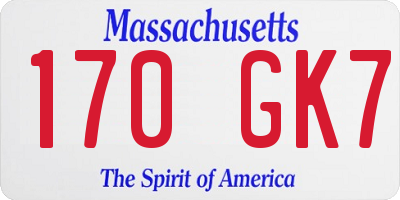 MA license plate 170GK7