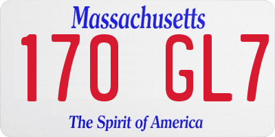 MA license plate 170GL7