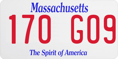 MA license plate 170GO9