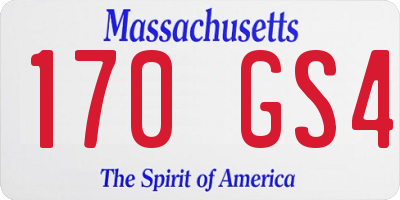 MA license plate 170GS4