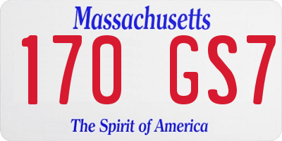 MA license plate 170GS7