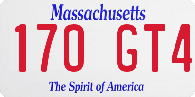 MA license plate 170GT4