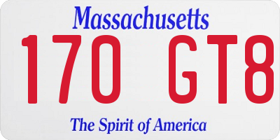 MA license plate 170GT8