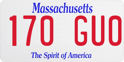 MA license plate 170GU0