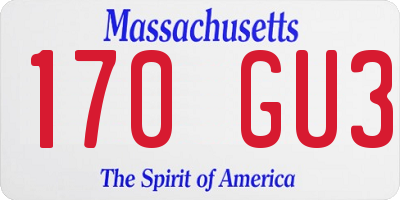 MA license plate 170GU3