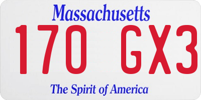 MA license plate 170GX3