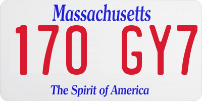 MA license plate 170GY7