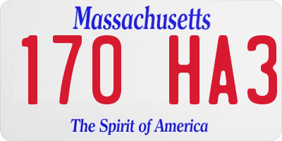 MA license plate 170HA3