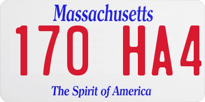 MA license plate 170HA4