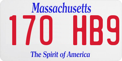 MA license plate 170HB9