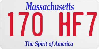 MA license plate 170HF7