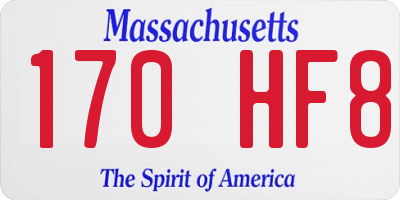 MA license plate 170HF8