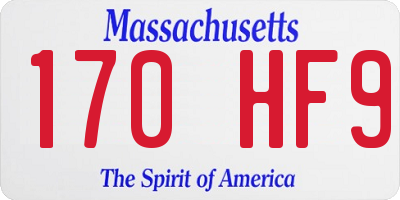 MA license plate 170HF9