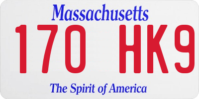 MA license plate 170HK9