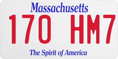 MA license plate 170HM7