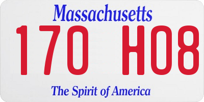 MA license plate 170HO8