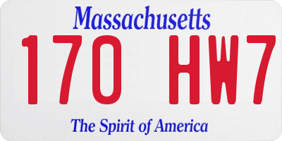 MA license plate 170HW7