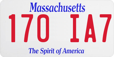 MA license plate 170IA7