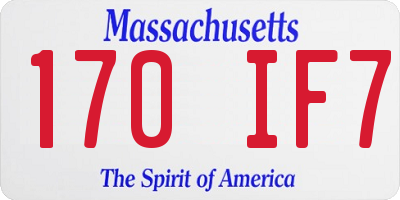 MA license plate 170IF7