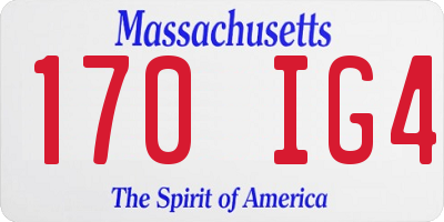 MA license plate 170IG4