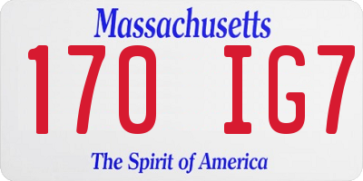 MA license plate 170IG7