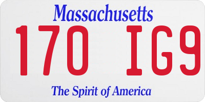 MA license plate 170IG9