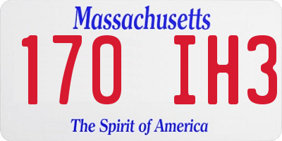 MA license plate 170IH3